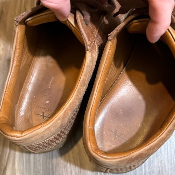 Aquatalia Alaric Woven Embossed Leather Sneaker in Brown Mens 13 Made in IT - Picture 7 of 7